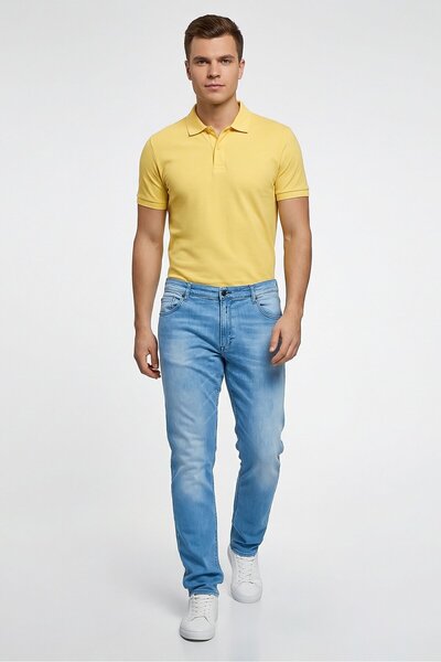 Replay Men Regular Fit Washed Stretchable Jeans, Light Blue