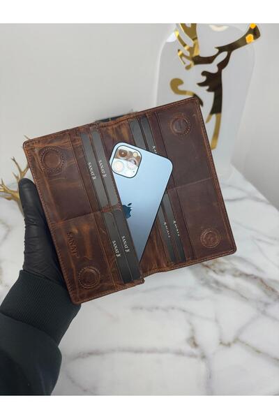 SANAT LEATHER Sl-2161 Hakiki Deri Telefon Bölmeli Unisex Portföy Cüzdan