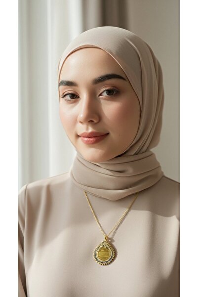 Damla kolye -Ayetel kürsi – Çelik Altın Kaplama, Şık ve Manevi Takı, Nazar Koruyucu Aksesuar