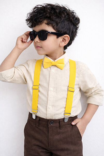 Algitsin O L A Çocuk Pantolon Askısı+Papyon Seti +Esnek 1-12 Yaş Uyumlu