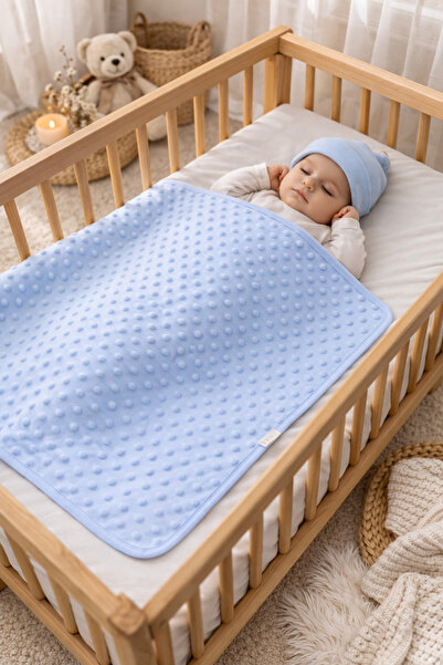 Bebella Mavi Nohut Çift Kat Erkek Bebek Battaniyesi Kundağı %100 Pamuklu Çok ...