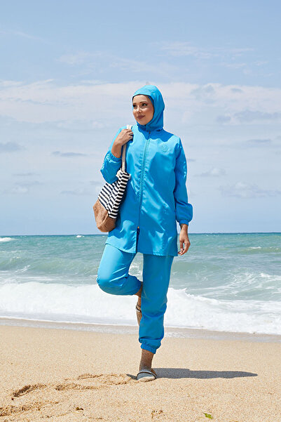 EBRUTESETTÜR ملابس سباحة إسلامية للرجال بسحاب وحزام خصر قابل للتعديل باللون ا...