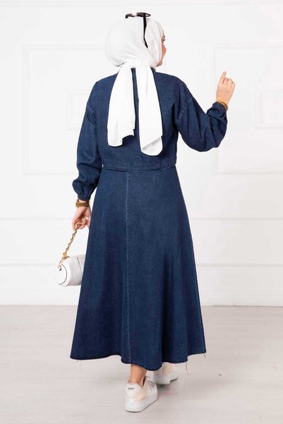 EBRUTESETTÜR Costum din denim cu fustă bleumarin