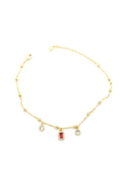 Royaleks Colorful stone anklet - red