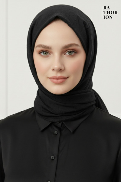 rathorion Bambu Kraş Siyah Eşarp