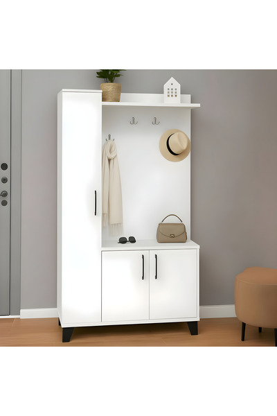 Misterium Loft Portmanto ve Askılıklı Vestiyer Takımı - Beyaz