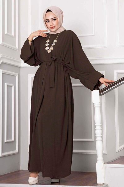 EBRUTESETTÜR Leyli Tesettür Abaya Takım Kahve