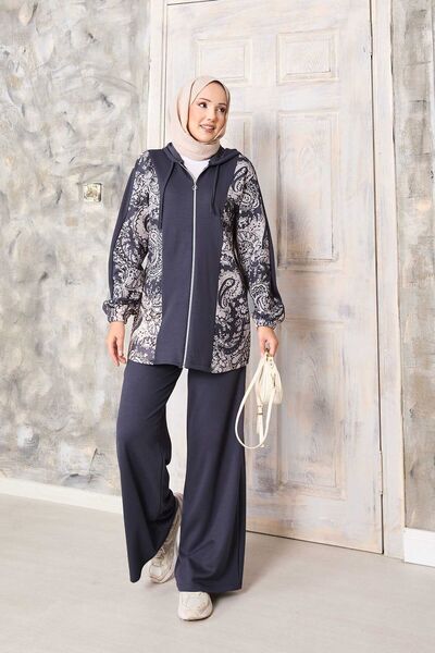 EBRUTESETTÜR Desen Paneled Hooded Soft Suit Gray