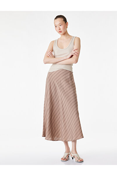 Koton Модална смесена раирана пола с дължина до коляното