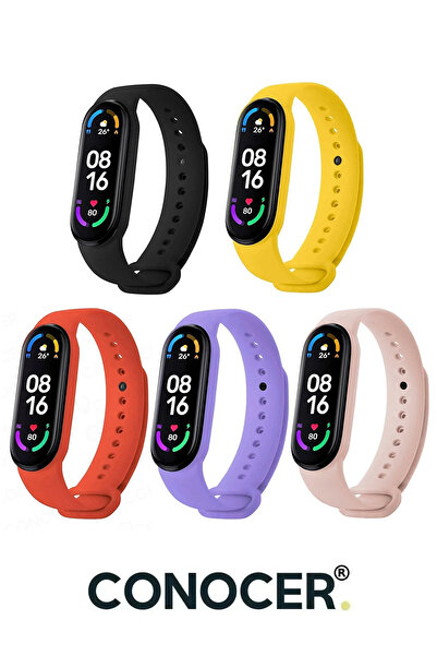 CONOCER Mi Band 5 Ve 6 Uyumlu Silikon Yüksek Kalite Kordon Kayış Set [5'li Set]