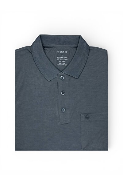 ercan triko Ανδρικό μπλουζάκι μεγάλου μεγέθους με κοντό μανίκι σε γκρι χρώμα