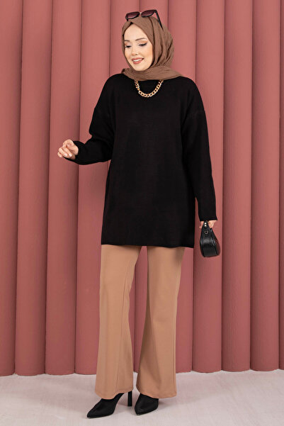 EBRUTESETTÜR Crew Neck Casual Knitwear Tunic Black