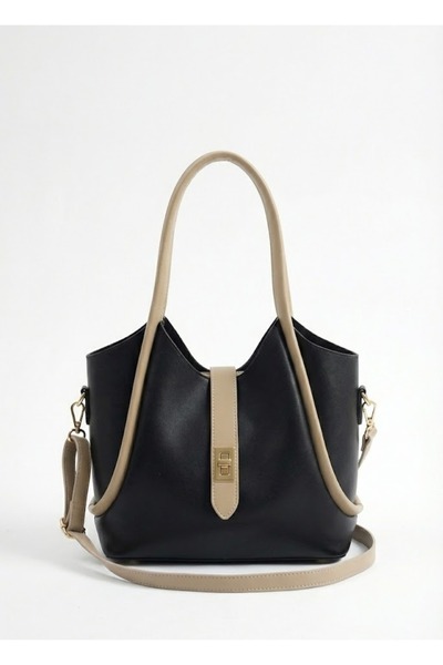 Heybe shop Bej Şeritli El ve Omuz Çantası