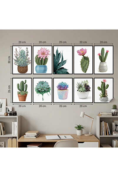 statik kağıt Statik Tutunma Özellikli Tablo- Poster Kaktüs Çiçek (Model -7)
