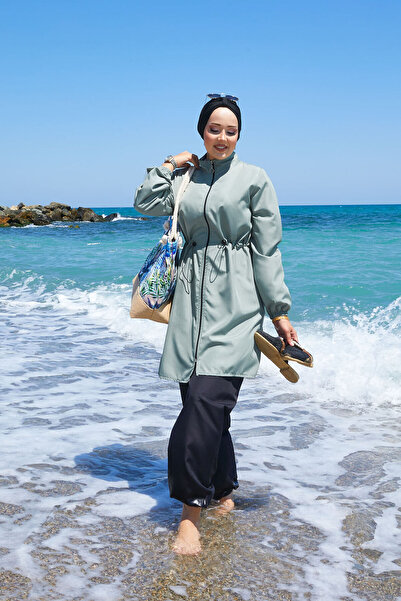 EBRUTESETTÜR ملابس سباحة محتشمة بتفاصيل سحاب باللون النعناعي