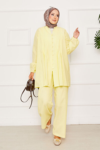 EBRUTESETTÜR Ribbed Detailed Brit Buttoned Double Suit Yellow