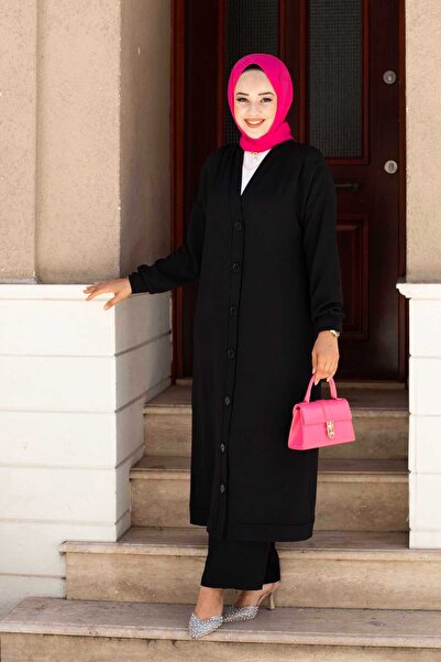 EBRUTESETTÜR طقم إيروبين تشيستير مزدوج بأزرار للرجال باللون الأسود