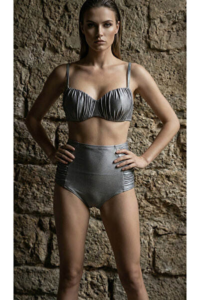 Adel swimwear Yüksek Bel Drapeli Bikini Takımı