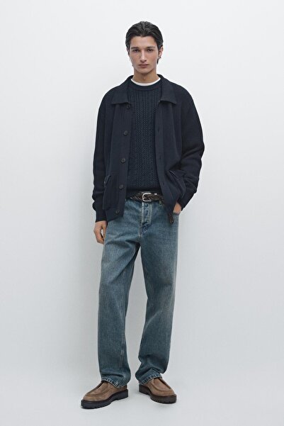 Massimo Dutti Cepli pamuklu triko hırka