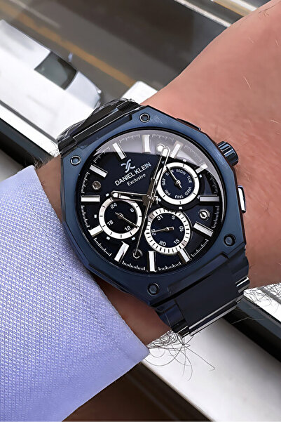 Daniel Klein ساعة يد رجالية حصرية من Damatlık مقاومة للماء باللون الأزرق الدا...