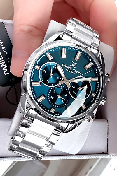 Daniel Klein ساعة يد رجالية حصرية 3 Atm مقاومة للماء باللون الفضي وسوار فولاذ...
