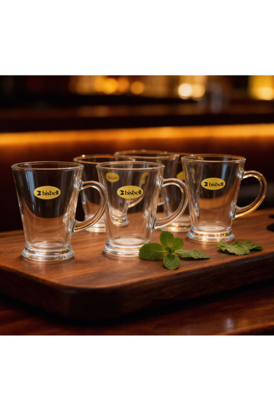Bisbell Glass Tea Cup Set 6PCS 175ML, Clear Coffee, Tea Cups Durable Drinkwar...