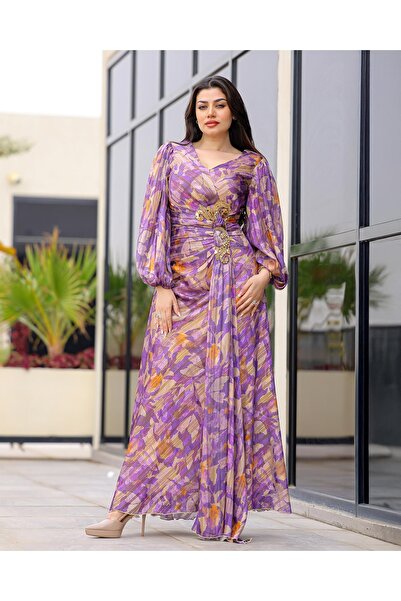 Opera Fashion Eid dress, chiffon with a floral print and wrap cut