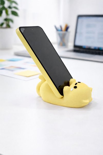 TRİMENT3D Cute Kawaii Cat Phone Stand – Decorative Desktop Phone Holder