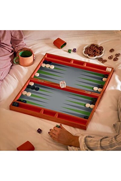 Addison Ross Orange Croc Lacquer Backgammon Set
