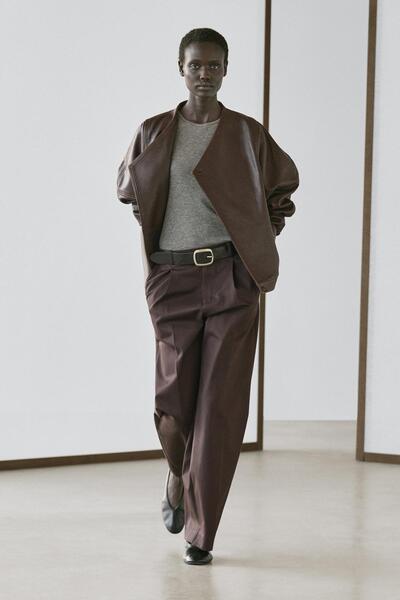 Massimo Dutti Asimetrik napa deri bomber ceket