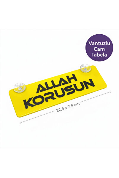 wonderlike Allah Korusun Yazılı Sarı Dekoratif Plaka - Vantuzlu Araç İçi Cam ...