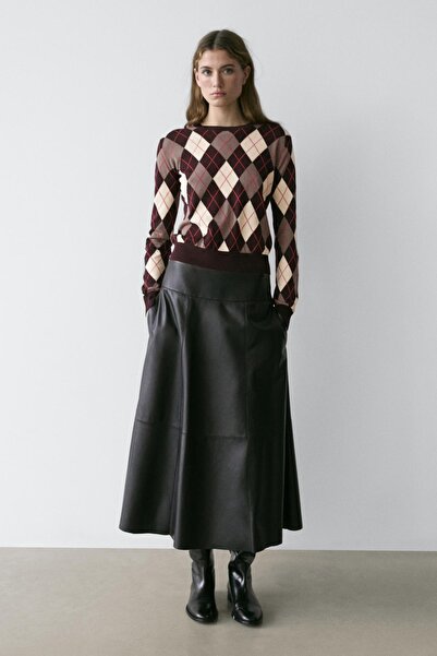 Massimo Dutti Cotton jumper with diamond pattern detail