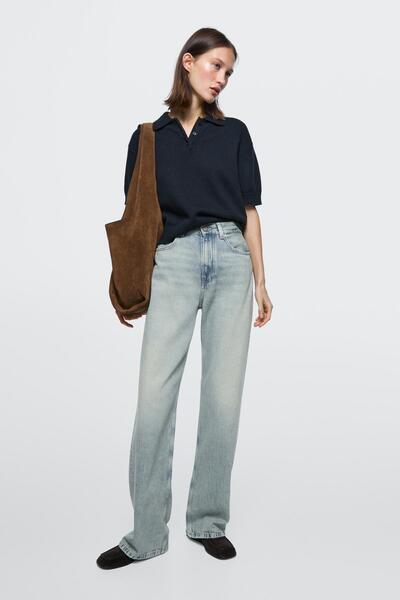 Massimo Dutti Yüksek bel geniş paça jean