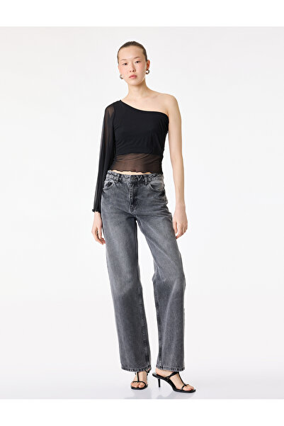 Koton Slim Fit Tulle One Shoulder Blouse