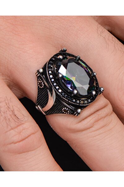 Prestige Gümüş Erkek Yüzük Mistik Topaz Taşlı Zülfikar Figürlü 10000100559