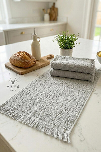 HERA Mutfak Havlusu Pamuklu ve Saçaklı 30x50 cm 3’lü Gri Set