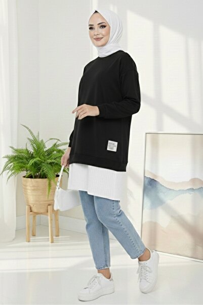 Bestenur Arma Detail Pleated Tunic 1627 - Black