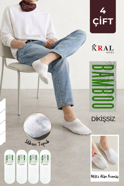 KRAL SOCKS Men's Bamboo Ballerina Socks - Seamless and Perfumed Silicone