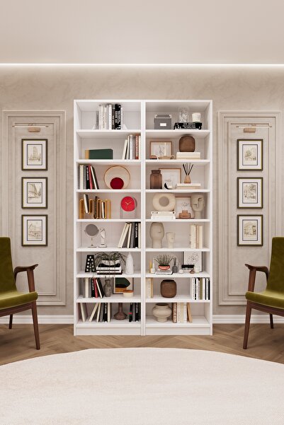 asratrend Asra Trend MDF Beyaz Kitaplık – Ayarlanabilir Raflar, Ev & Ofis Mod...