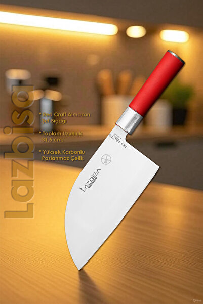 LAZBİSA Red Craft Serisi Mutfak Bıçak Almazan Şef Bıçağı Et Ekmek Sebze Salat...