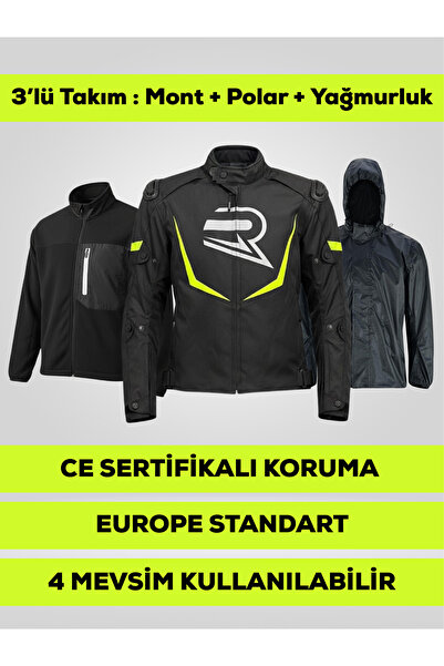 REVO سترة دراجة نارية للجنسين باللون الأصفر النيون من HAWK، 3 طبقات، 4 مواسم،...