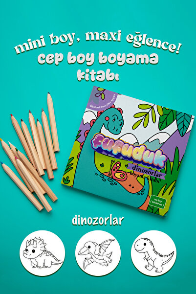FUFUDUK Pocket Size Mini Coloring Book - Dinosaurs