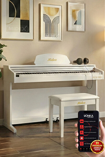 Midex Plx-190wh Beyaz Dijital Piyano 88 Tuşlu Hammer Action Ve Tuş Hassasiyeti