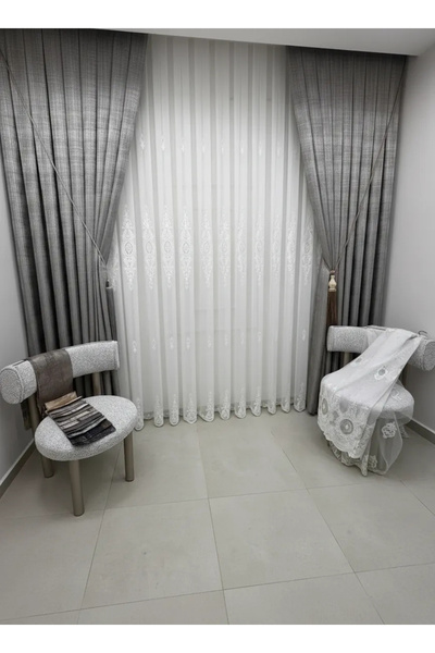 NİVEMESHOME SAFİR BEYAZ 1/3 TÜL PERDE