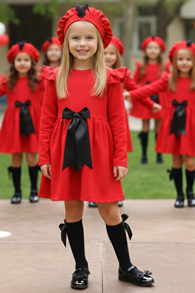 Parla Kids Rochie de Crăciun roșie Sofia din bumbac pentru fetiță, cu detaliu...