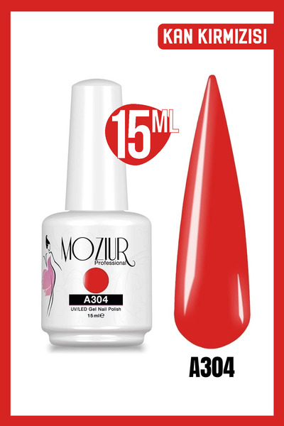 MOZIUR Kalıcı Oje Uv Led A304 (KIRMIZI SERİSİ) 15ml