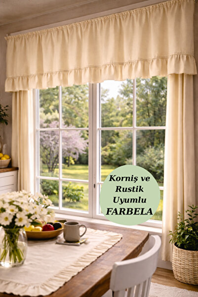 perde plus Фарбела з рюшами, коротка штора 1 шт. Фарбела, карниз і рустикальн...