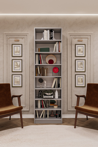 asratrend Asra Trend MDF Kül Gri Kitaplık – Ayarlanabilir Raflar, Ev & Ofis M...