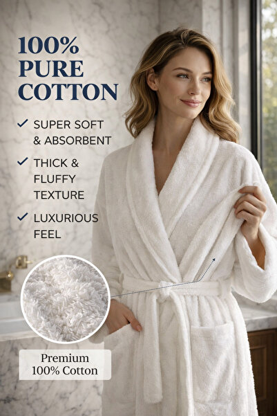 Nerds co Premium White Velour Bathrobe | Free Size Unisex | Soft & Luxury Feel