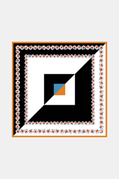 Vakko SİYAH ÇİÇEK DESENLİ TWİLL EŞARP